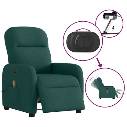 vidaXL Massagesessel Elektrisch Dunkelgrün Stoff