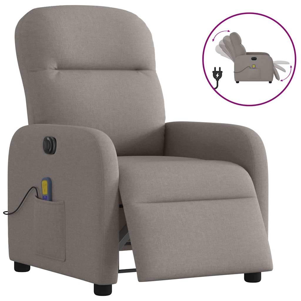 vidaXL Fauteuil de massage électrique en tissu taupe