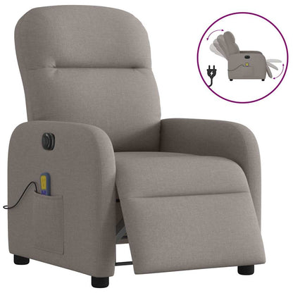 vidaXL Fauteuil de massage électrique en tissu taupe