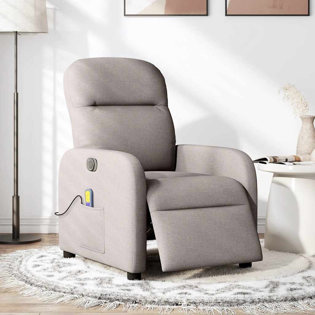 vidaXL Fauteuil de massage électrique en tissu taupe