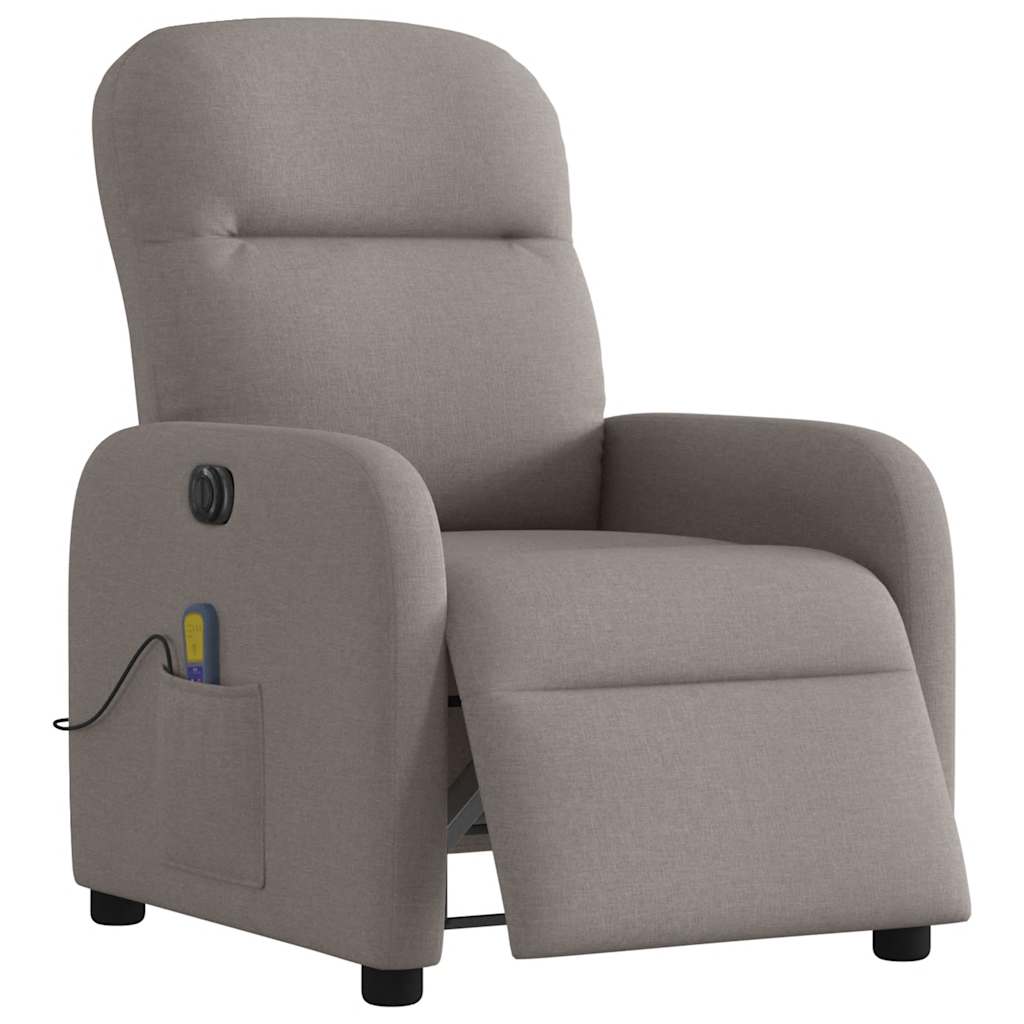 vidaXL Fauteuil de massage électrique en tissu taupe