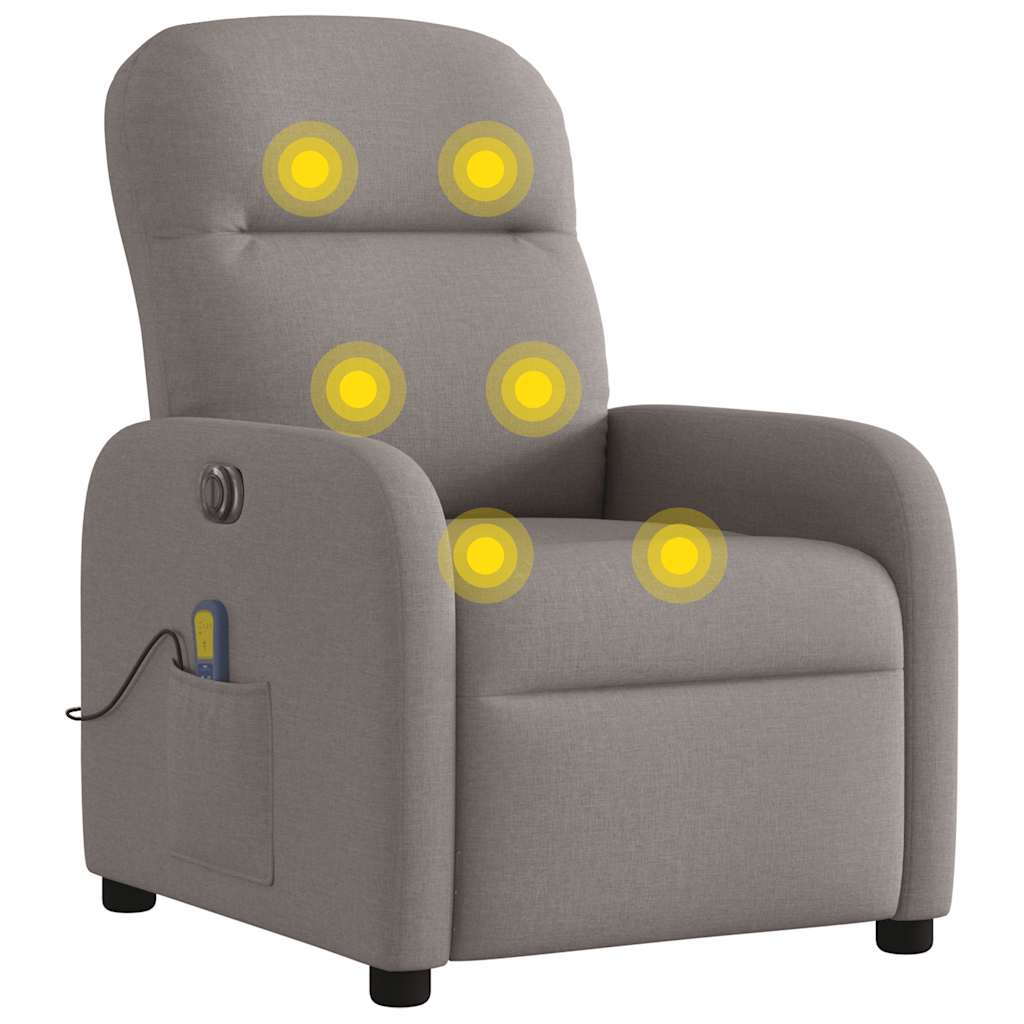 vidaXL Fauteuil de massage électrique en tissu taupe