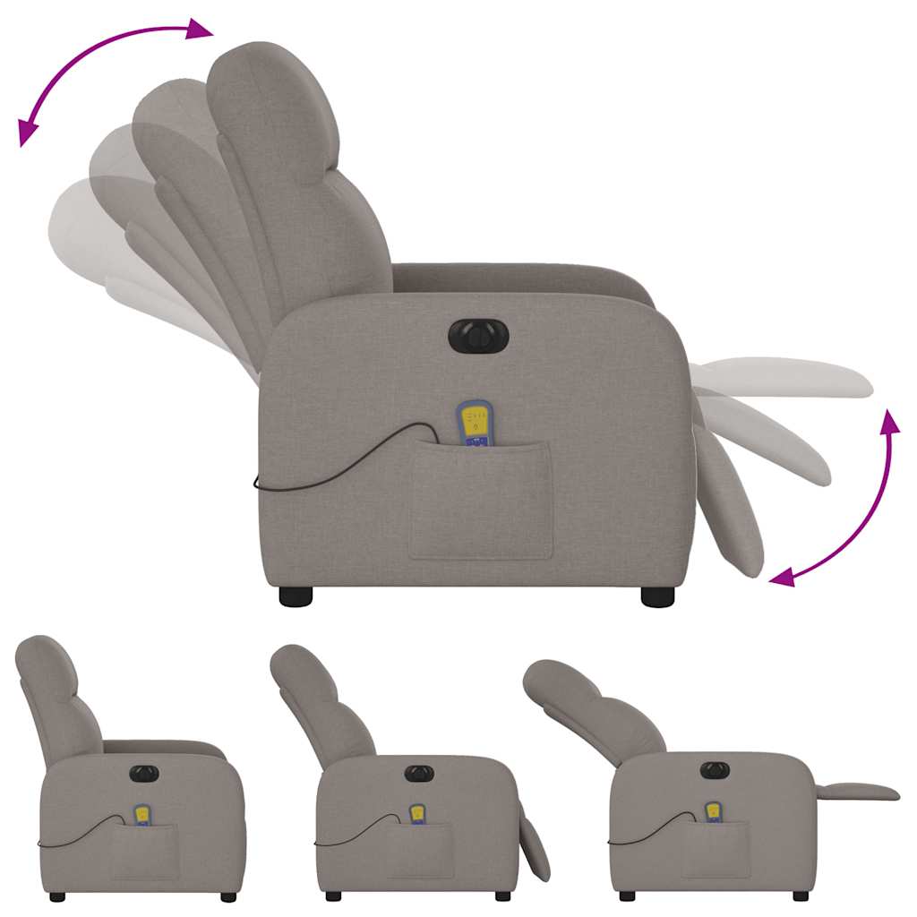 vidaXL Fauteuil de massage électrique en tissu taupe