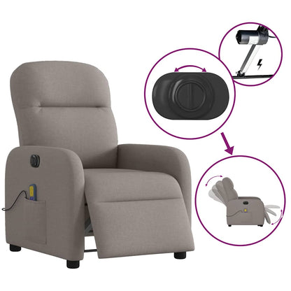 vidaXL Fauteuil de massage électrique en tissu taupe