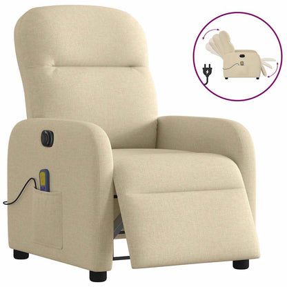 vidaXL Fauteuil de massage électrique Crème Tissu