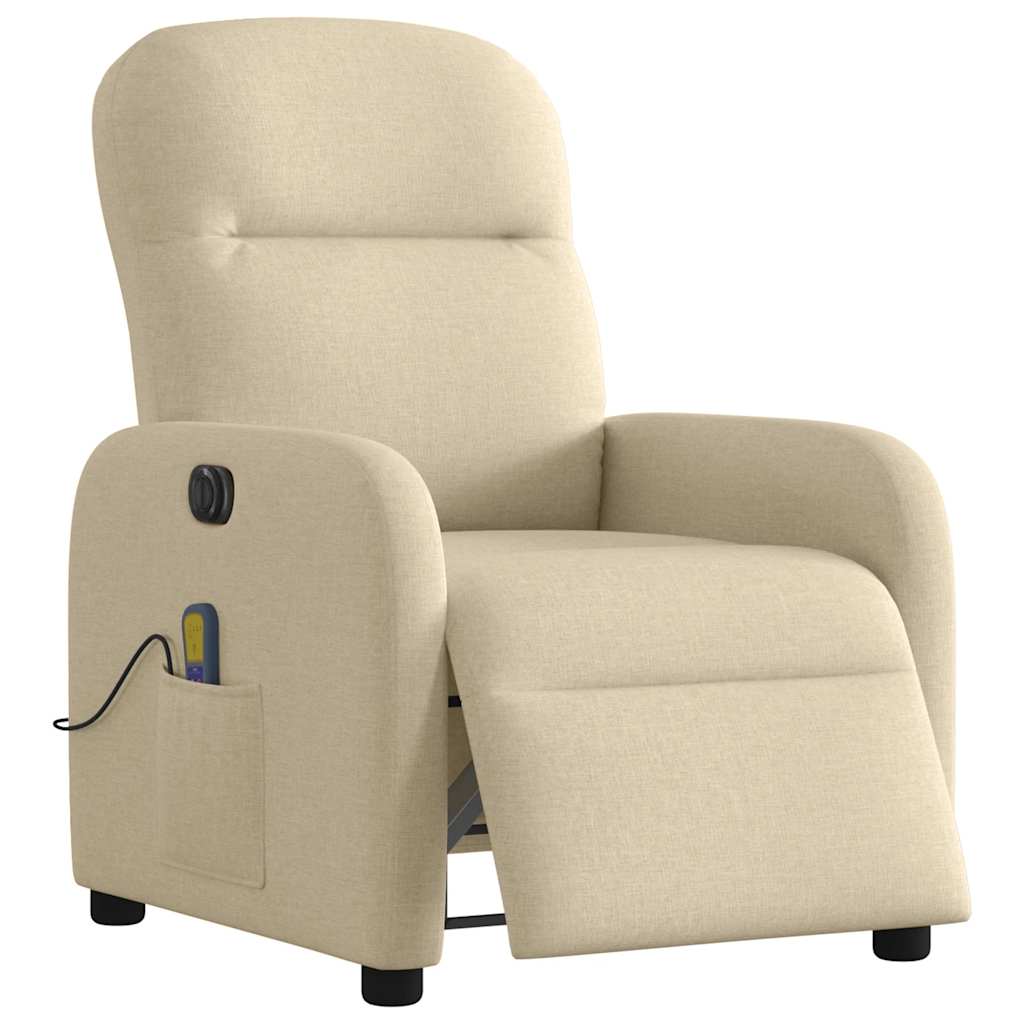 vidaXL Fauteuil de massage électrique Crème Tissu