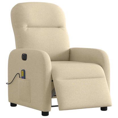 vidaXL Fauteuil de massage électrique Crème Tissu