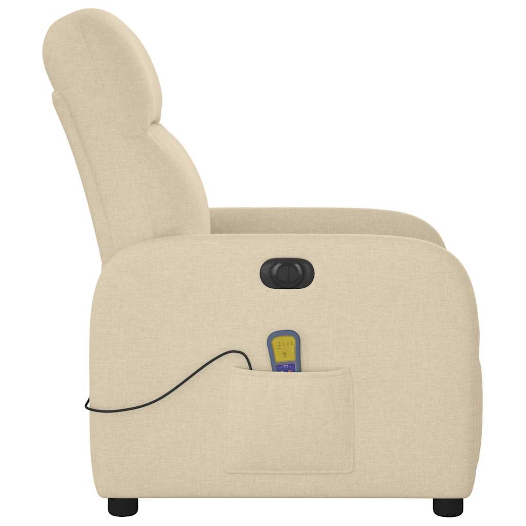 vidaXL Fauteuil de massage électrique Crème Tissu