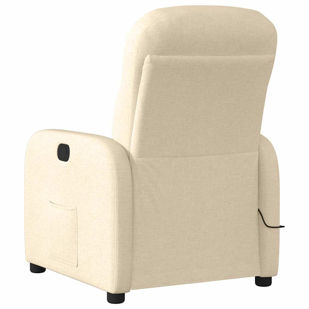 vidaXL Fauteuil de massage électrique Crème Tissu