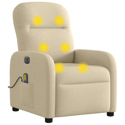 vidaXL Fauteuil de massage électrique Crème Tissu
