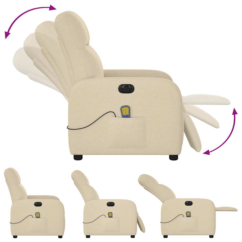 vidaXL Fauteuil de massage électrique Crème Tissu
