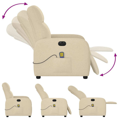 vidaXL Fauteuil de massage électrique Crème Tissu