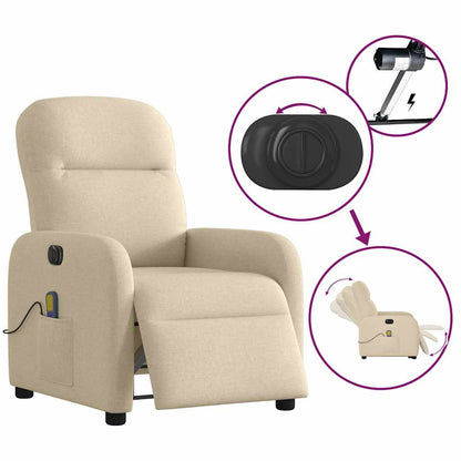 vidaXL Fauteuil de massage électrique Crème Tissu