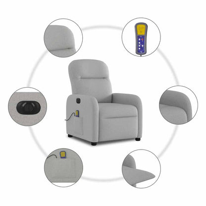 vidaXL Massagesessel Elektrisch Wolkengrau Stoff