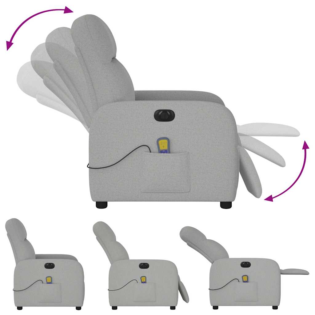 vidaXL Massagesessel Elektrisch Wolkengrau Stoff