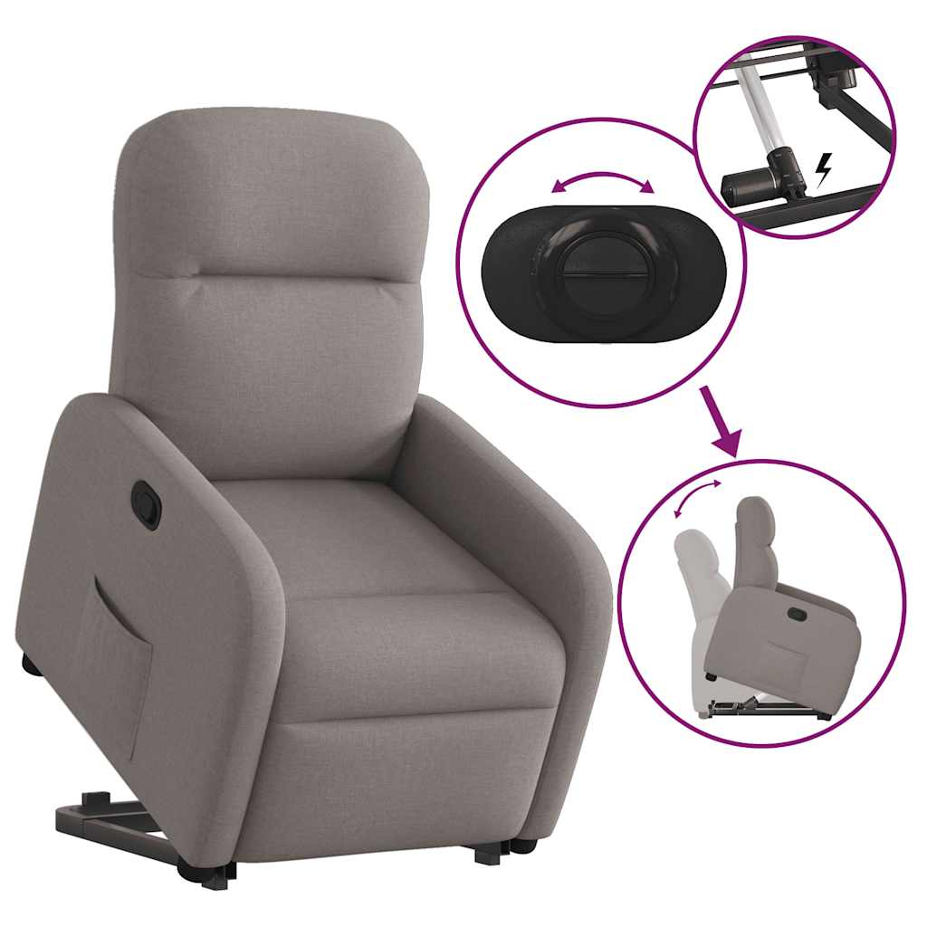 vidaXL Relaxsessel mit Aufstehhilfe Taupe Stoff