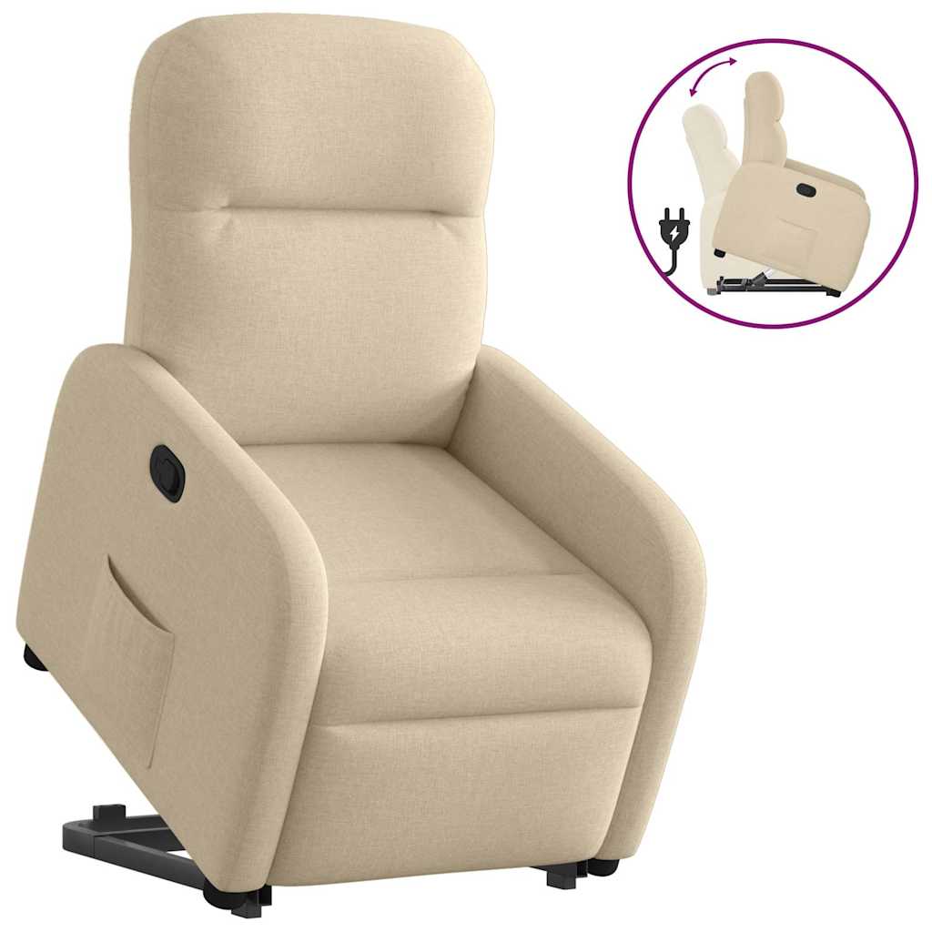 vidaXL Fauteuil relax électrique crème en tissu
