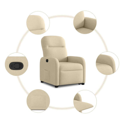 vidaXL Fauteuil relax électrique crème en tissu