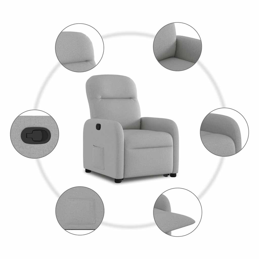 vidaXL Fauteuil relax releveur en tissu gris nuage