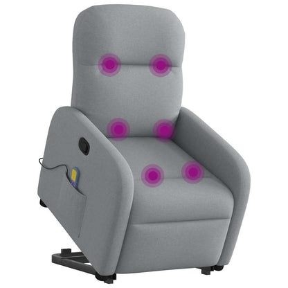 vidaXL Massagesessel mit Aufstehhilfe Hellgrau Stoff