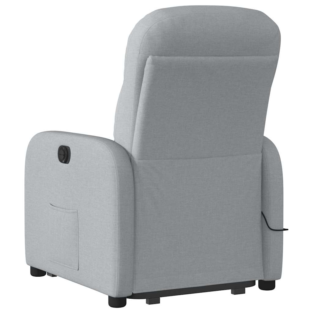 vidaXL Massagesessel mit Aufstehhilfe Hellgrau Stoff