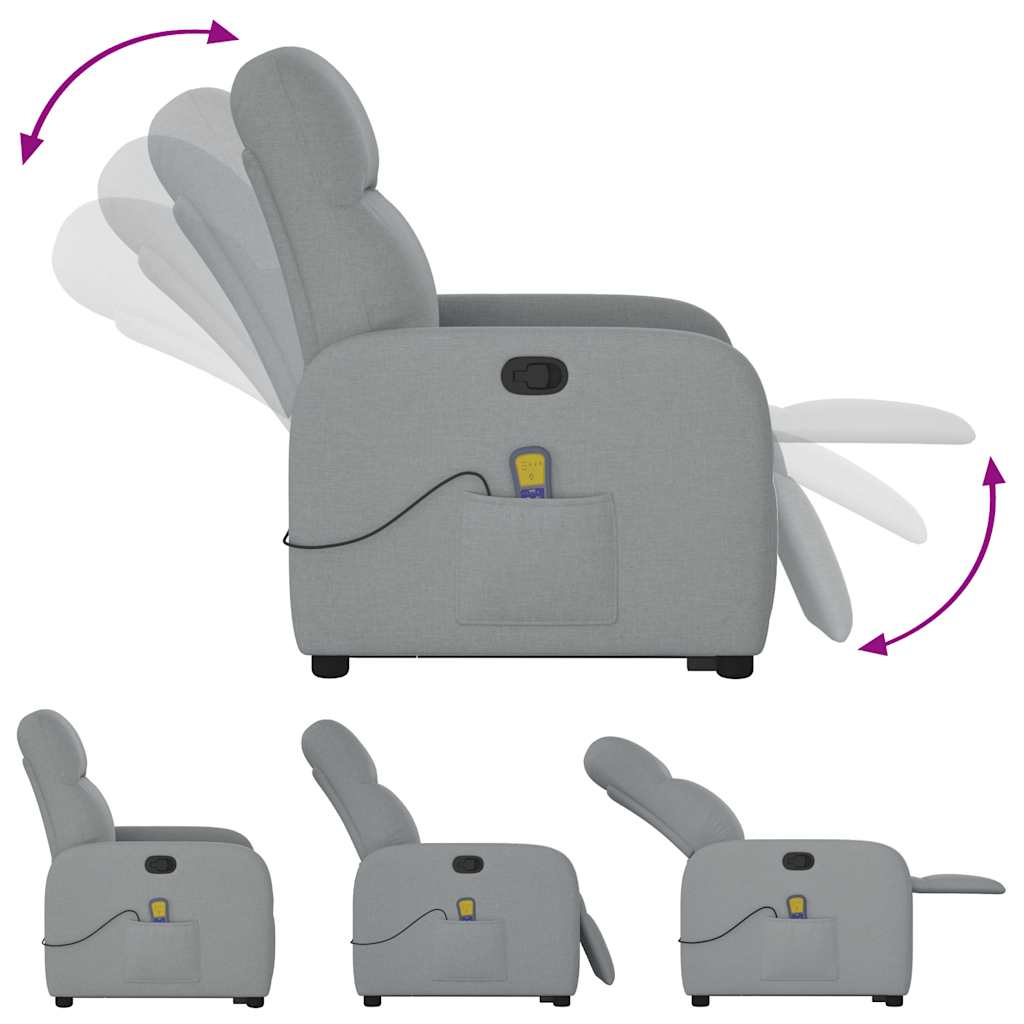 vidaXL Massagesessel mit Aufstehhilfe Hellgrau Stoff