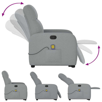 vidaXL Massagesessel mit Aufstehhilfe Hellgrau Stoff