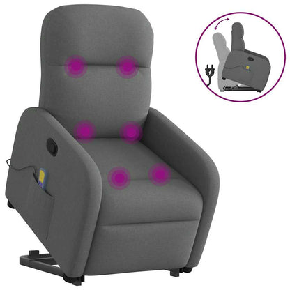 vidaXL Fauteuil de massage releveur gris foncé en tissu