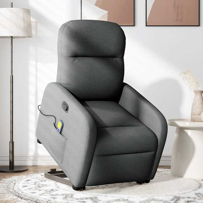 vidaXL Fauteuil de massage releveur gris foncé en tissu