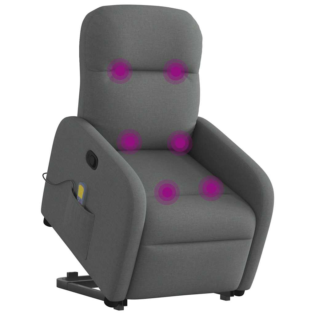 vidaXL Fauteuil de massage releveur gris foncé en tissu