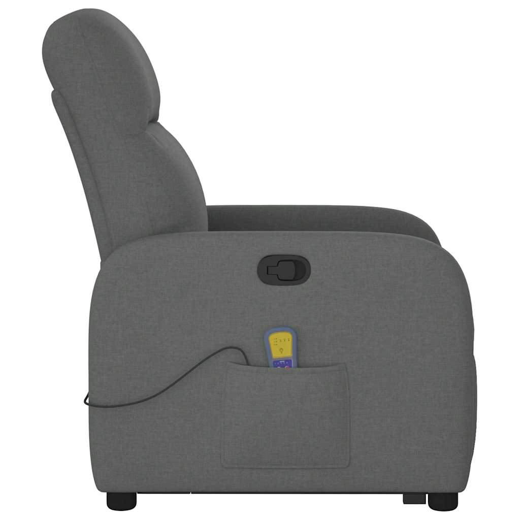 vidaXL Fauteuil de massage releveur gris foncé en tissu
