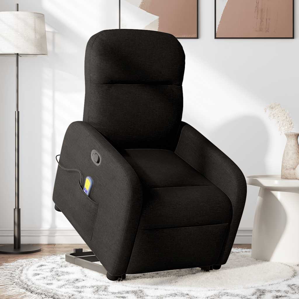 vidaXL Fauteuil de massage inclinable et releveur en tissu noir