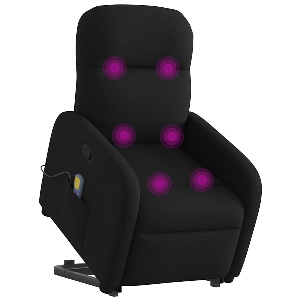vidaXL Fauteuil de massage inclinable et releveur en tissu noir