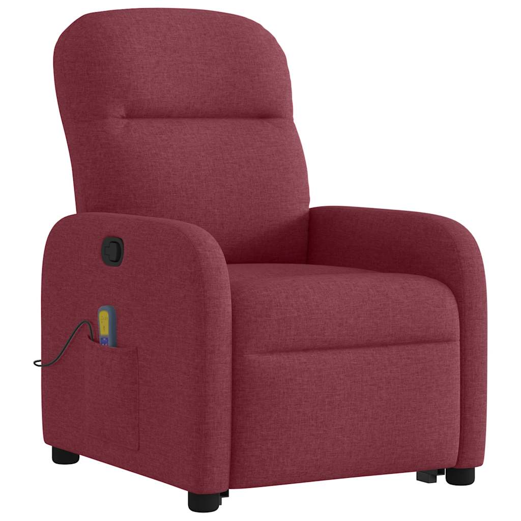 vidaXL Massagesessel mit Aufstehhilfe Weinrot Stoff