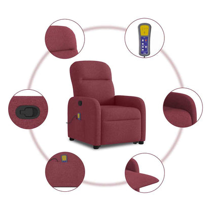 vidaXL Massagesessel mit Aufstehhilfe Weinrot Stoff