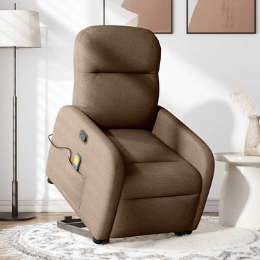vidaXL Fauteuil de massage releveur tissu marron