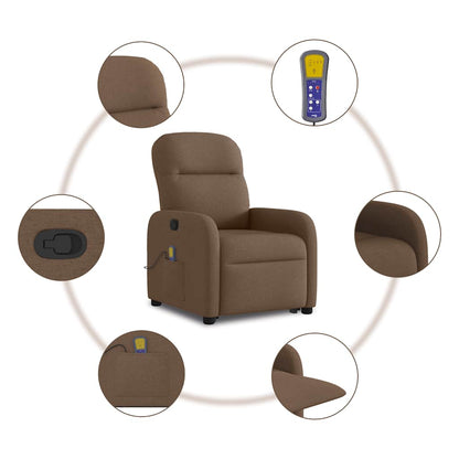 vidaXL Fauteuil de massage releveur tissu marron