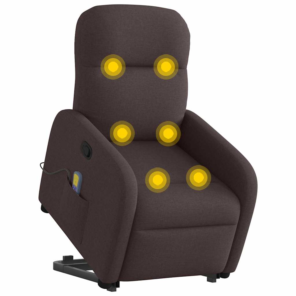 vidaXL Massagesessel mit Aufstehhilfe Dunkelbraun Stoff
