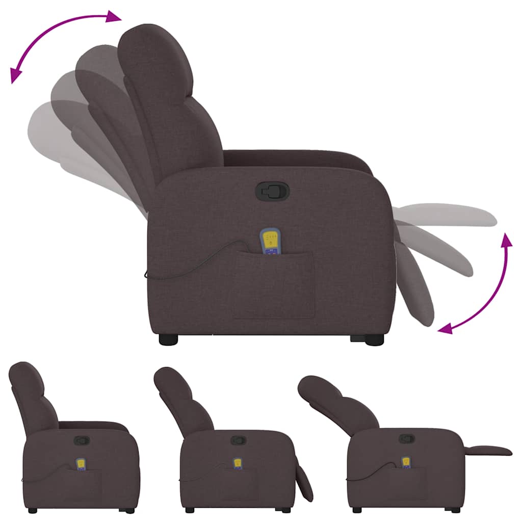 vidaXL Massagesessel mit Aufstehhilfe Dunkelbraun Stoff