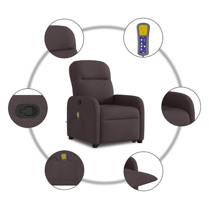 vidaXL Massagesessel mit Aufstehhilfe Dunkelbraun Stoff
