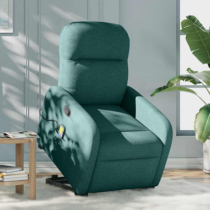 vidaXL Fauteuil de massage releveur Vert foncé Tissu