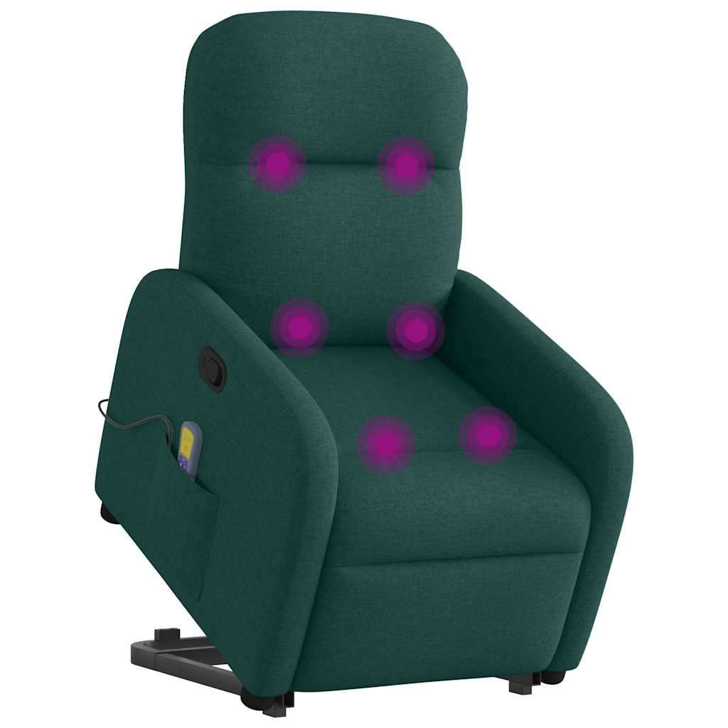vidaXL Fauteuil de massage releveur Vert foncé Tissu