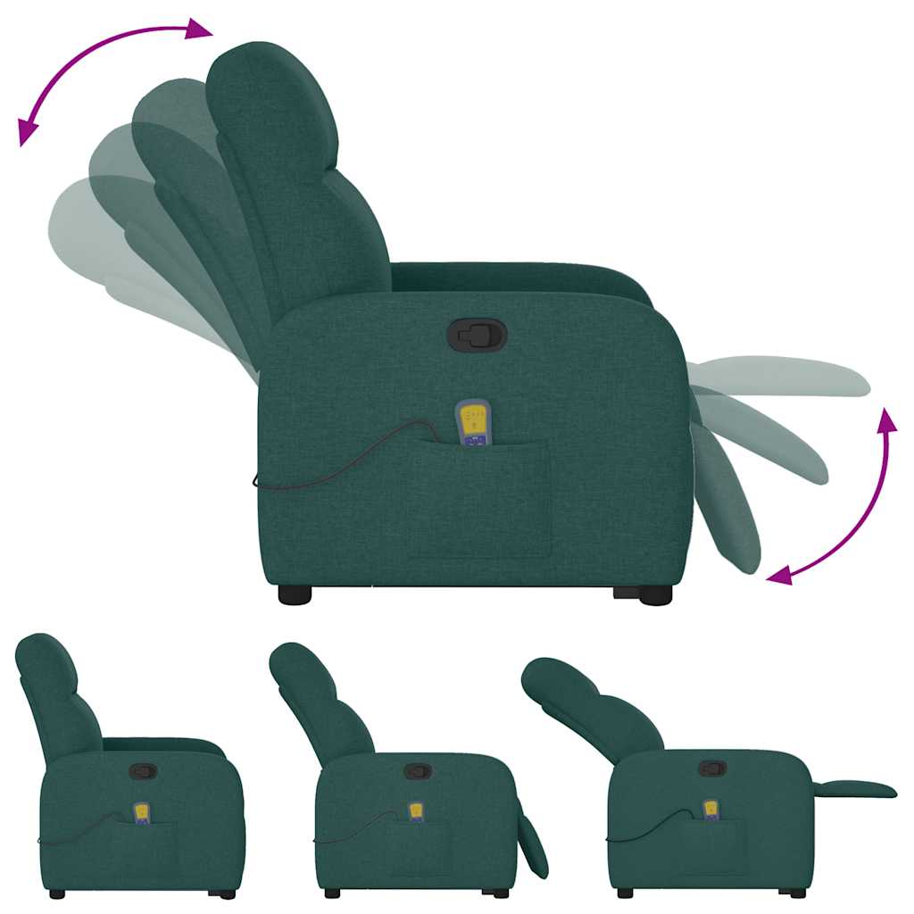 vidaXL Fauteuil de massage releveur Vert foncé Tissu