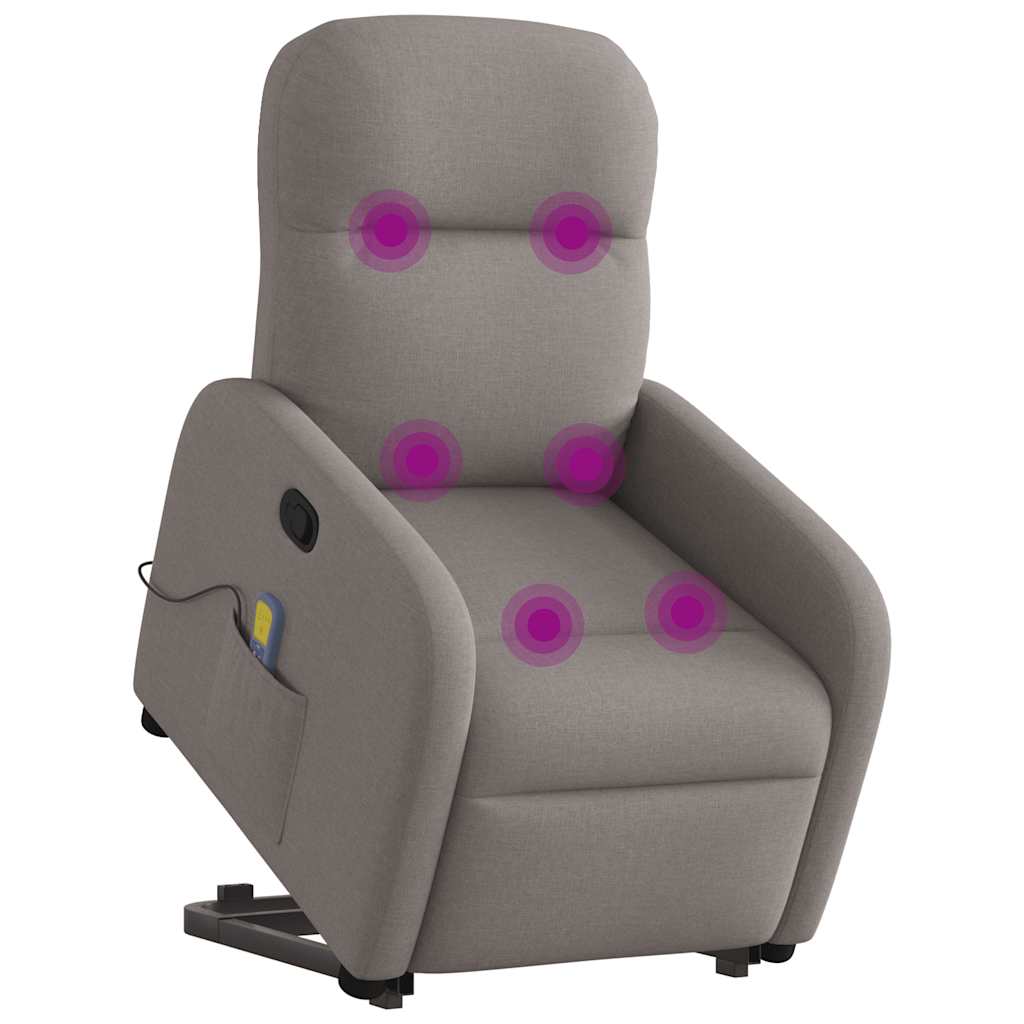 Fauteuil de massage releveur taupe en tissu vidaXL