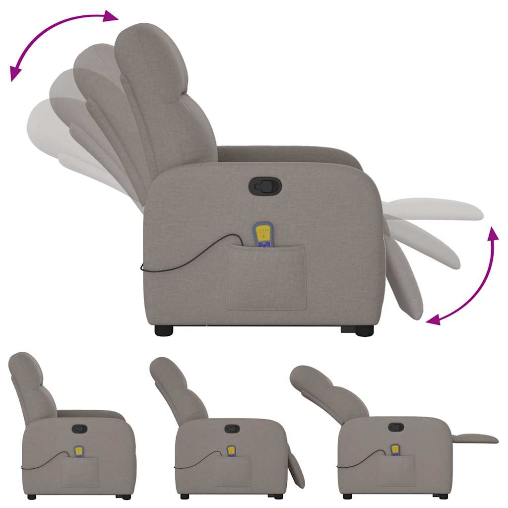 Fauteuil de massage releveur taupe en tissu vidaXL