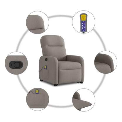Fauteuil de massage releveur taupe en tissu vidaXL