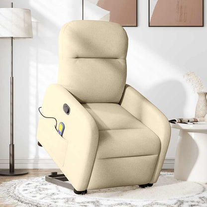 Fauteuil de massage releveur crème en tissu vidaXL