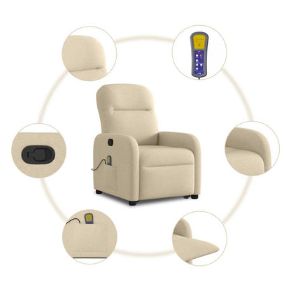 Fauteuil de massage releveur crème en tissu vidaXL