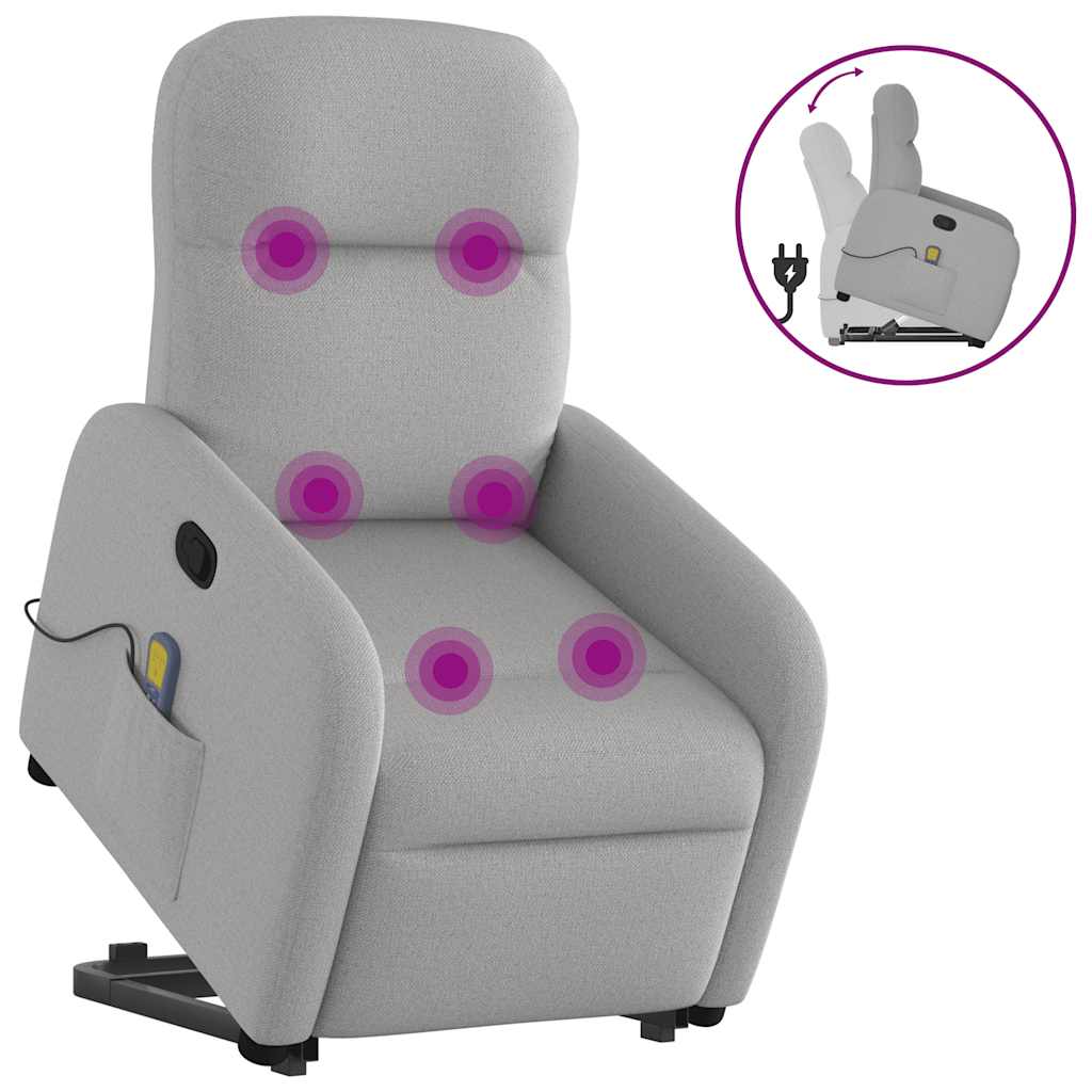 vidaXL Fauteuil de massage inclinable et releveur en tissu gris nuage