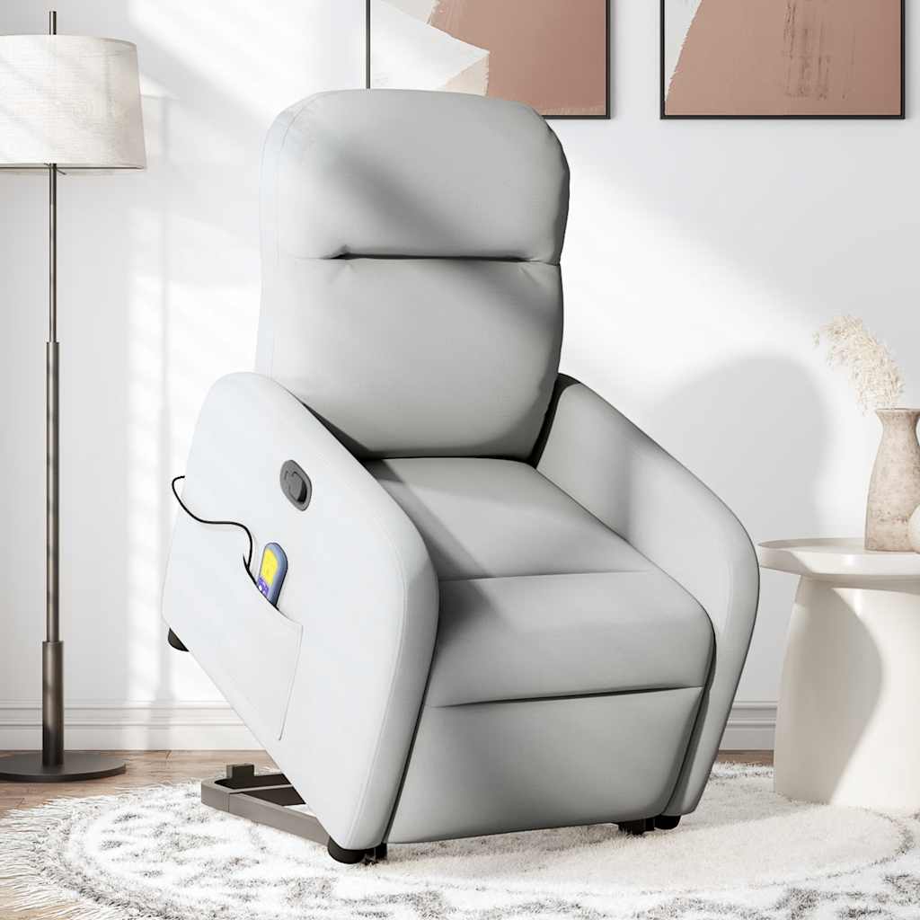 vidaXL Fauteuil de massage inclinable et releveur en tissu gris nuage